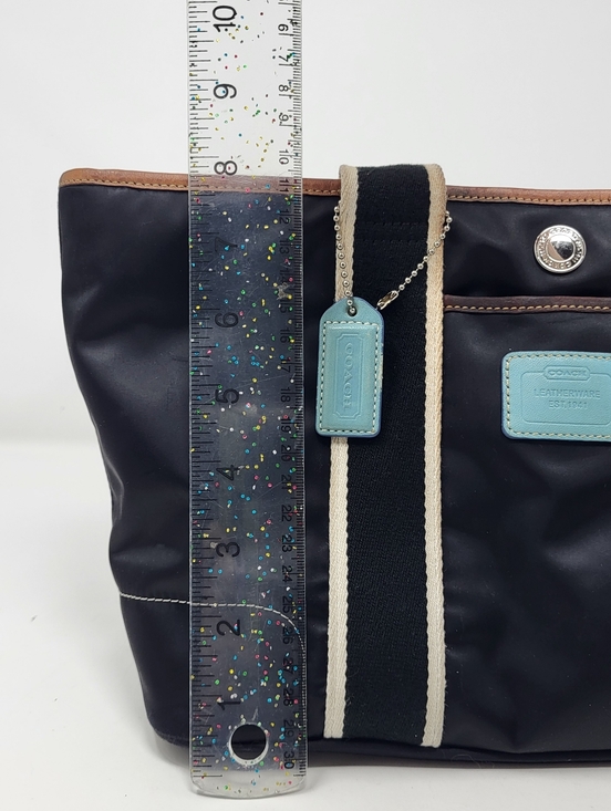 Coach Hampton Black Nylon Leather Trim Tote Mini Bag Purse #1894 Signature Logo - Picture 11 of 13